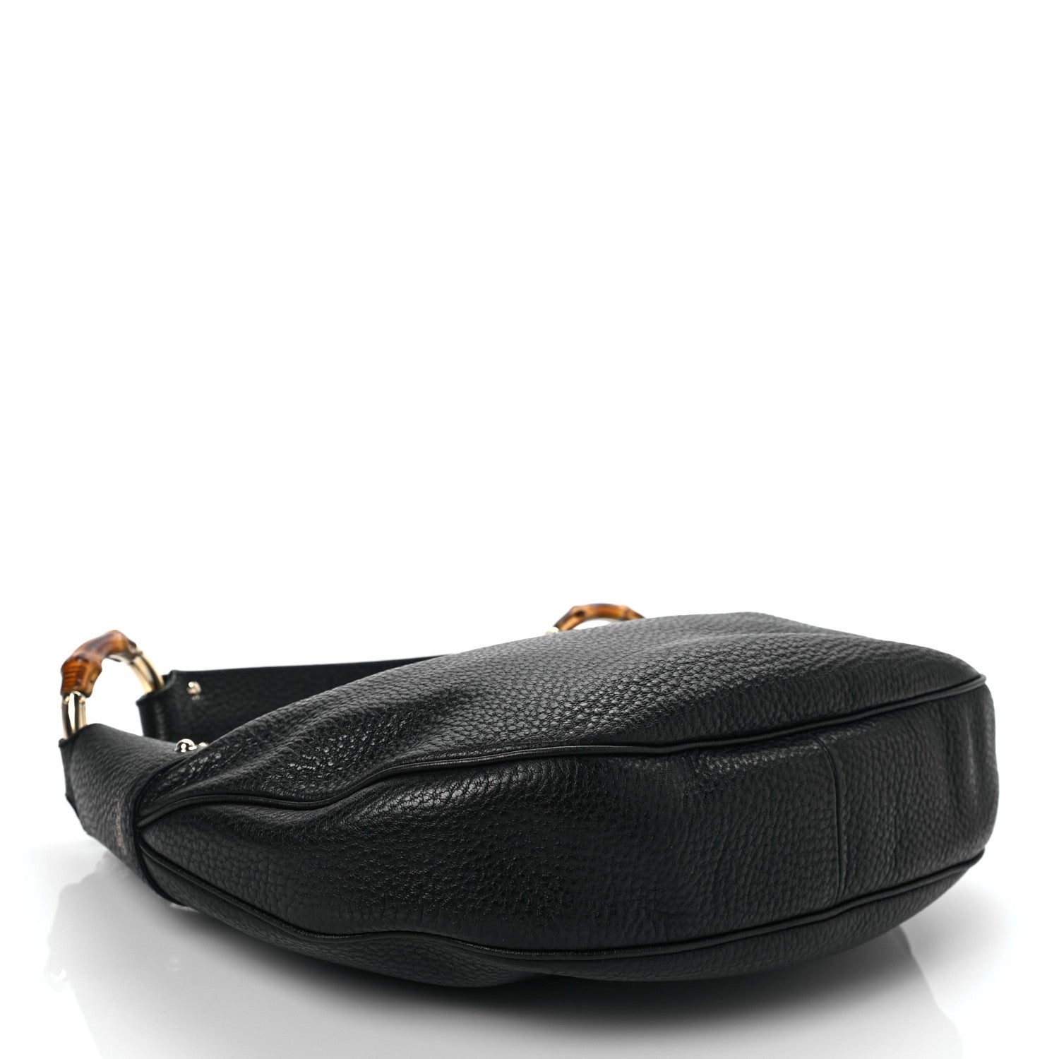 Gucci Calfskin Half Moon Bamboo Ring Hobo Black 4 of 9