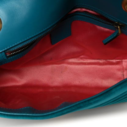 Gucci Velvet Matelasse Small GG Marmont Shoulder Bag Pavone Cyan 5 of 11