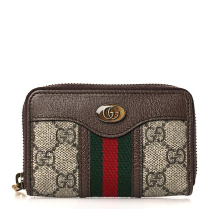 Gucci GG Supreme Web Ophidia Zip Around Card Case Brown 1 of 7