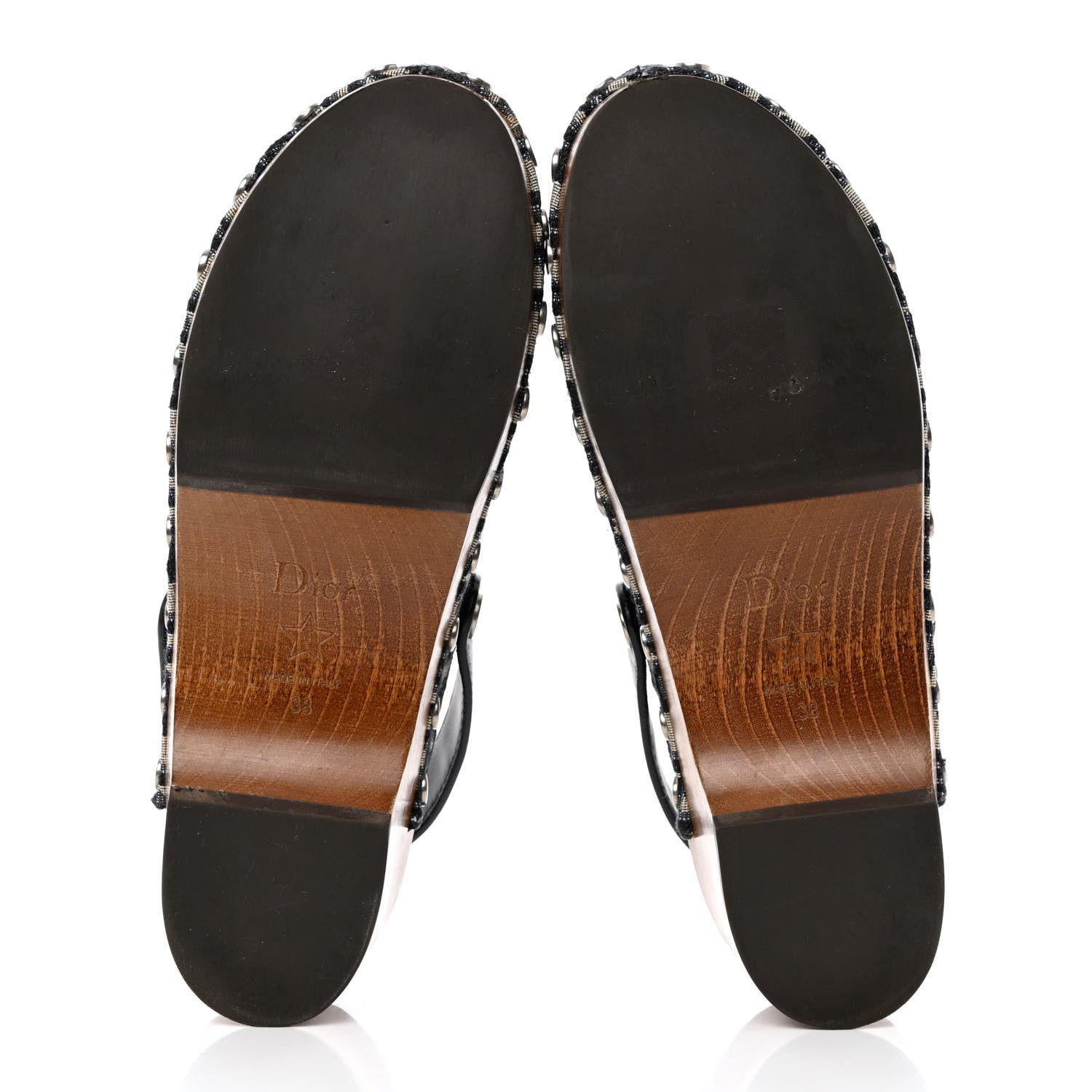 Christian Dior Canvas Oblique Diorquake 20mm Slingback Clogs 38 Deep Blue 5 of 13