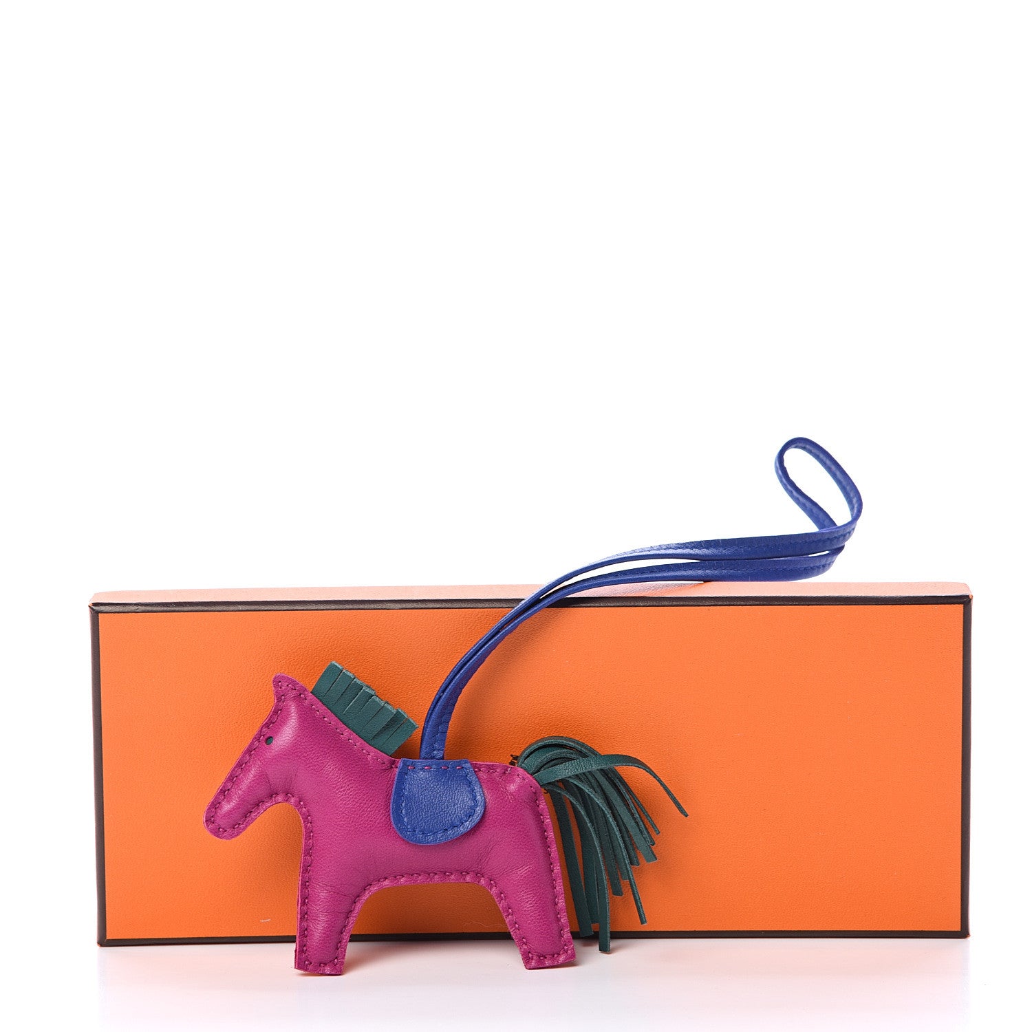 Hermes Milo Lambskin Grigri Rodeo Horse Bag Charm PM Rose Pourpre Bleu Electrique Malachite 5 of 5