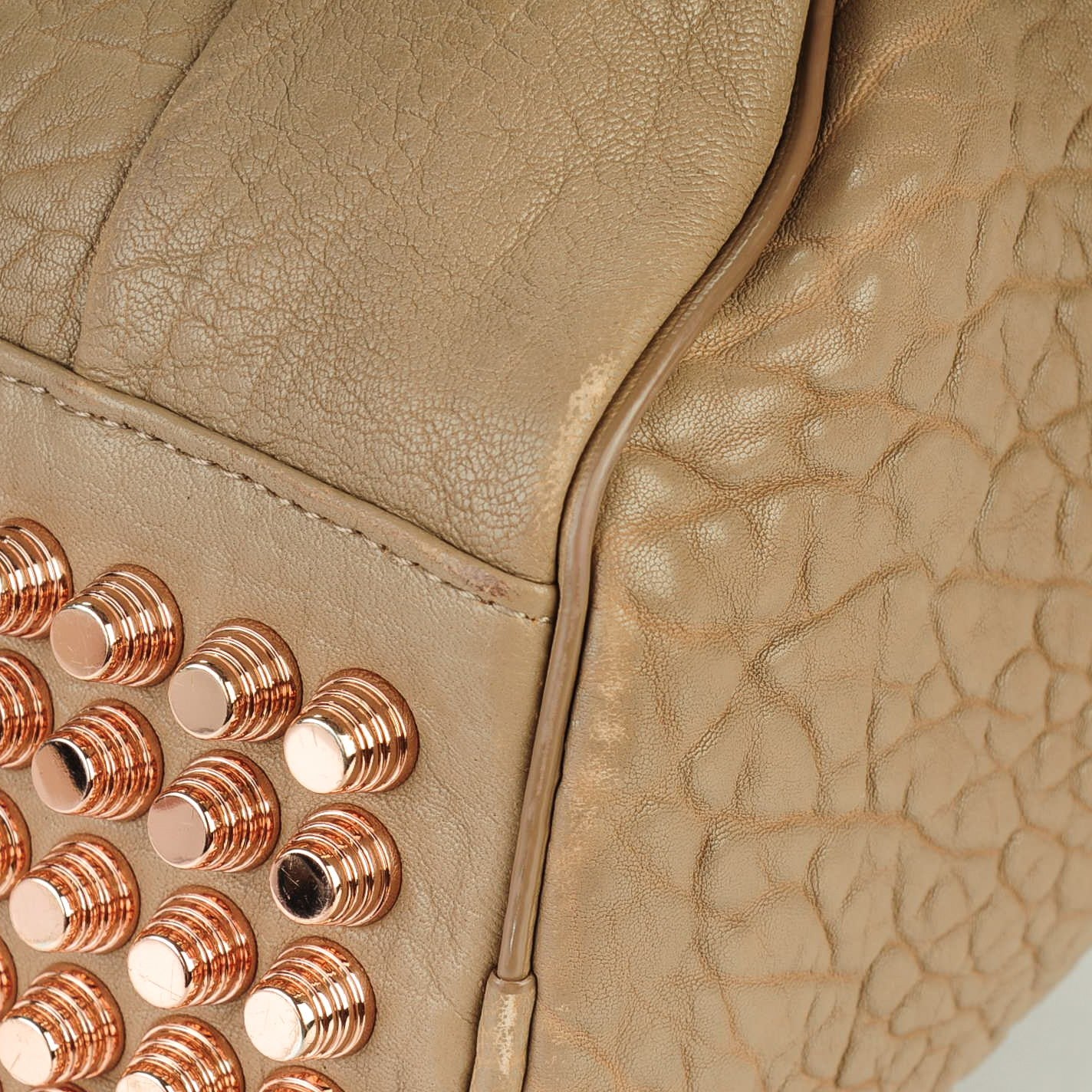 Pebbled Lambskin Rocco Latte Rose Gold Hardware