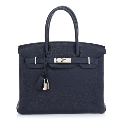 Hermes Togo Birkin Verso 30 Bleu Nuit Orange Poppy 1 of 11