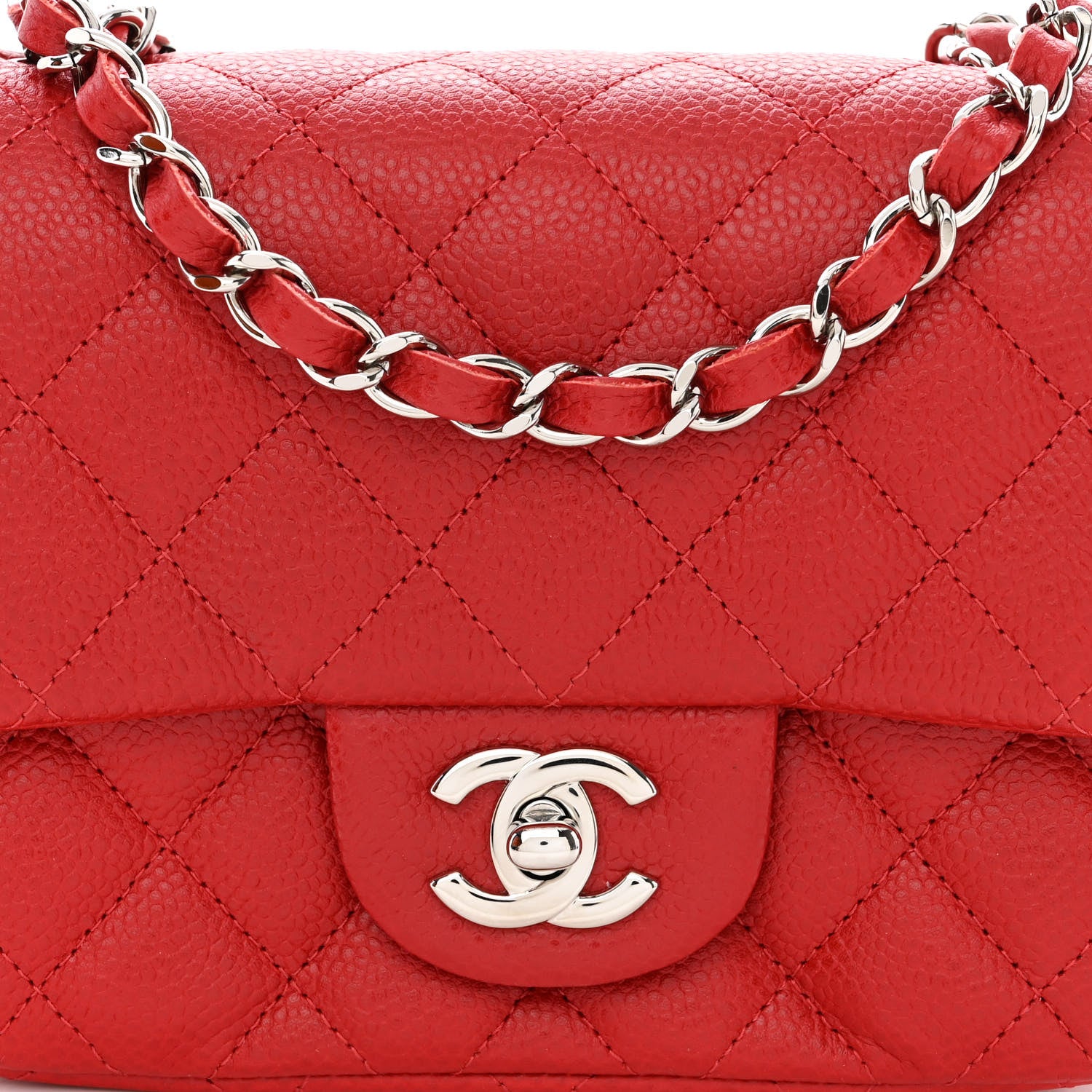 Chanel Caviar Quilted Mini Square Flap Red 8 of 11