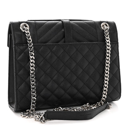 Saint Laurent Grain De Poudre Textured Mixed Matelasse Triquilt Medium Monogram Satchel Black 3 of 12