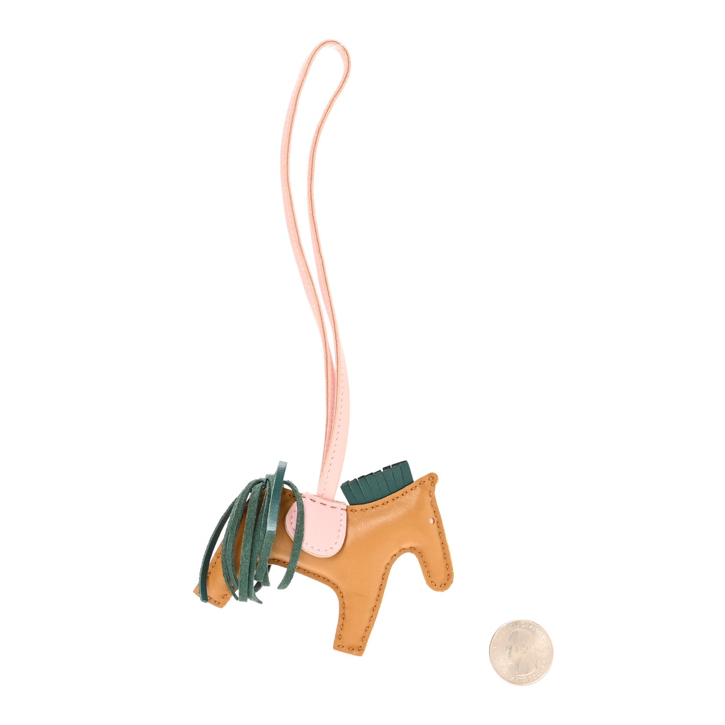 Milo Lambskin Grigri Rodeo Horse Bag Charm PM Sesame Malachite Rose Sakura