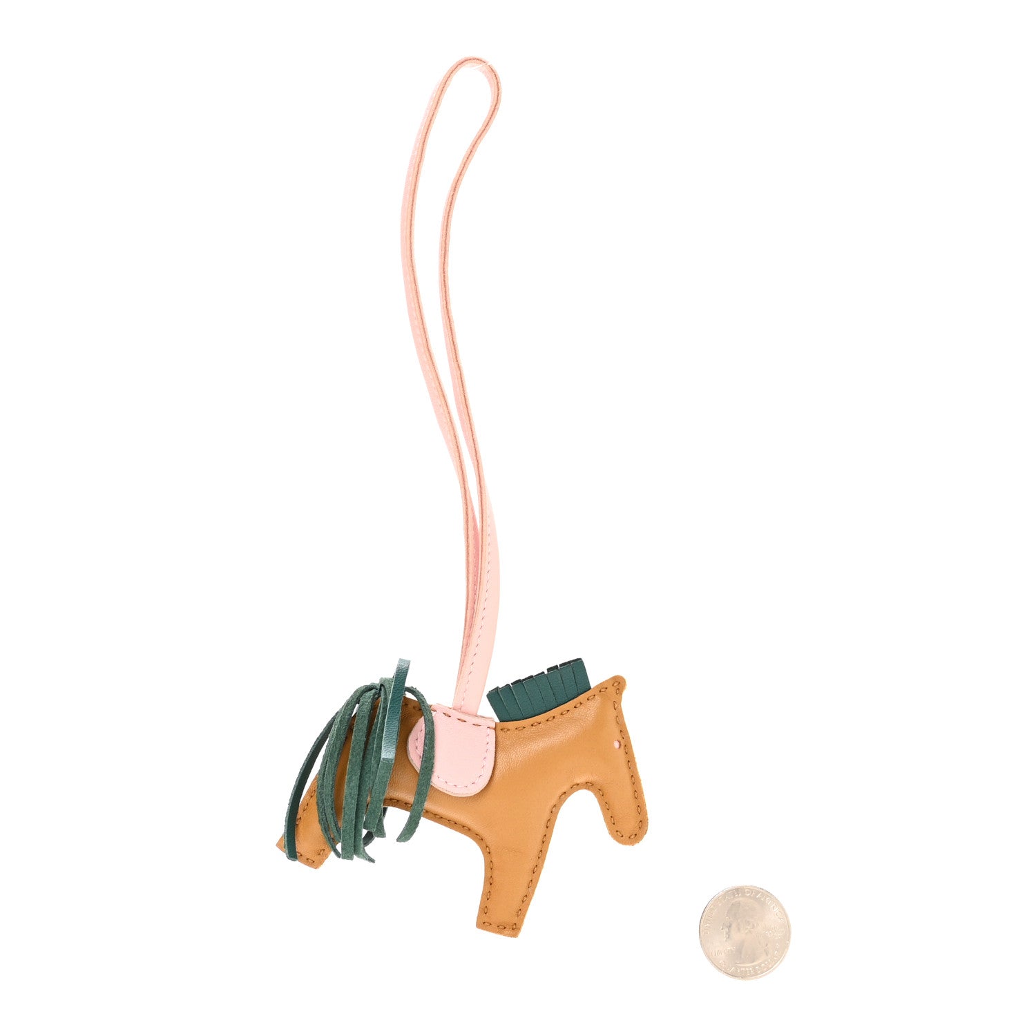 Hermes Milo Lambskin Grigri Rodeo Horse Bag Charm PM Sesame Malachite Rose Sakura 2 of 4