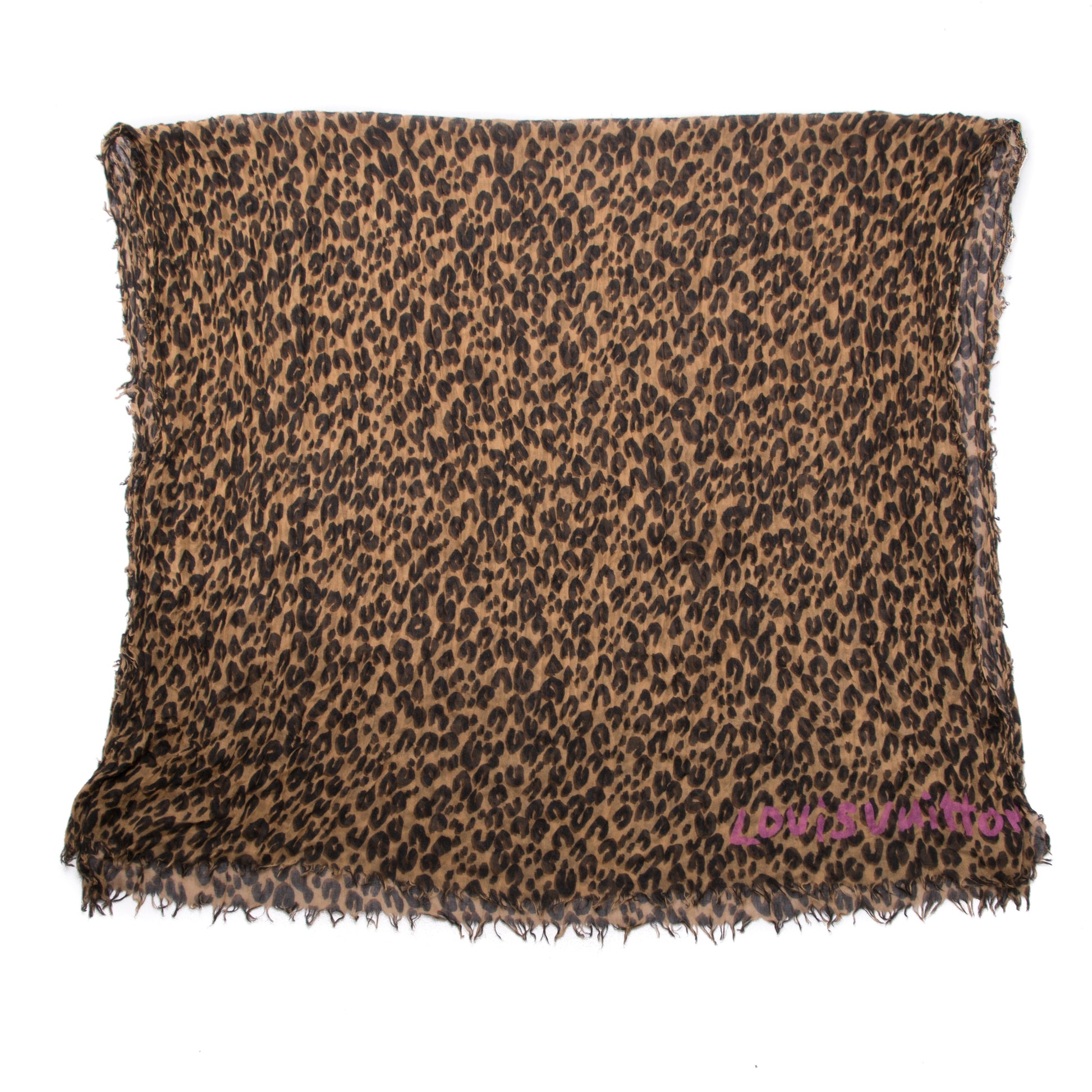 Louis Vuitton Cashmere Silk Leopard Stole Brown 3 of 6