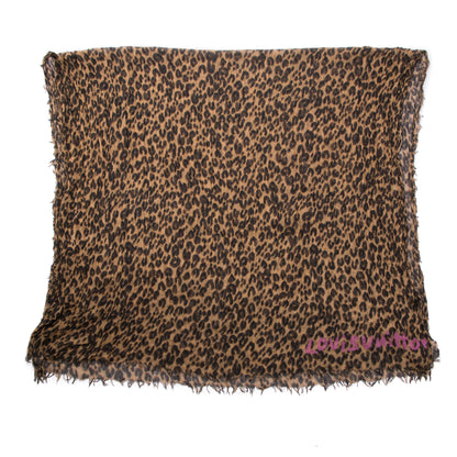 Louis Vuitton Cashmere Silk Leopard Stole Brown 3 of 6