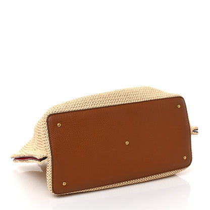 Valentino Garavani Raffia Grained Calfskin Medium Rockstud Vlogo Tote Naturale 5 of 8