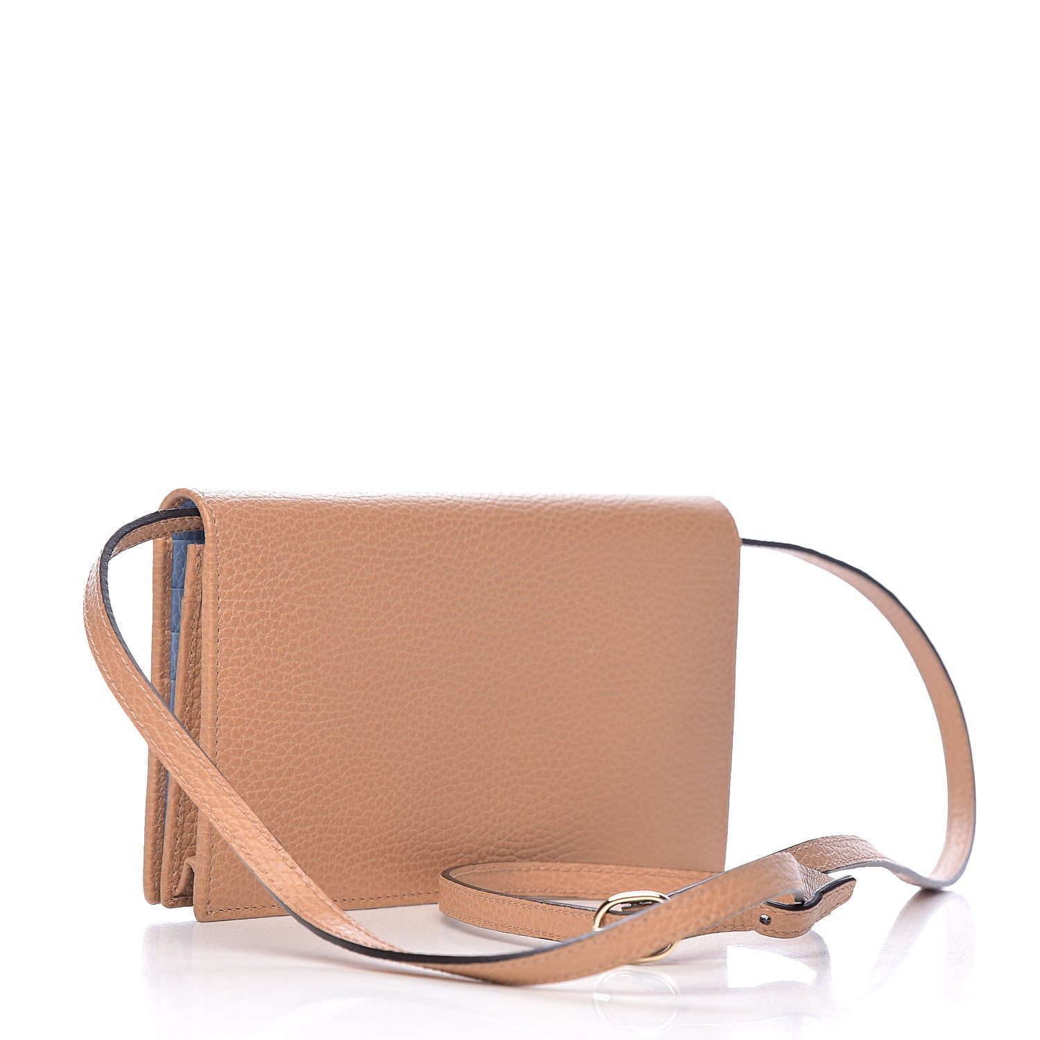 Gucci Dollar Calfskin Mini Swing Wallet Bag Camelia Mineral Blue 3 of 12