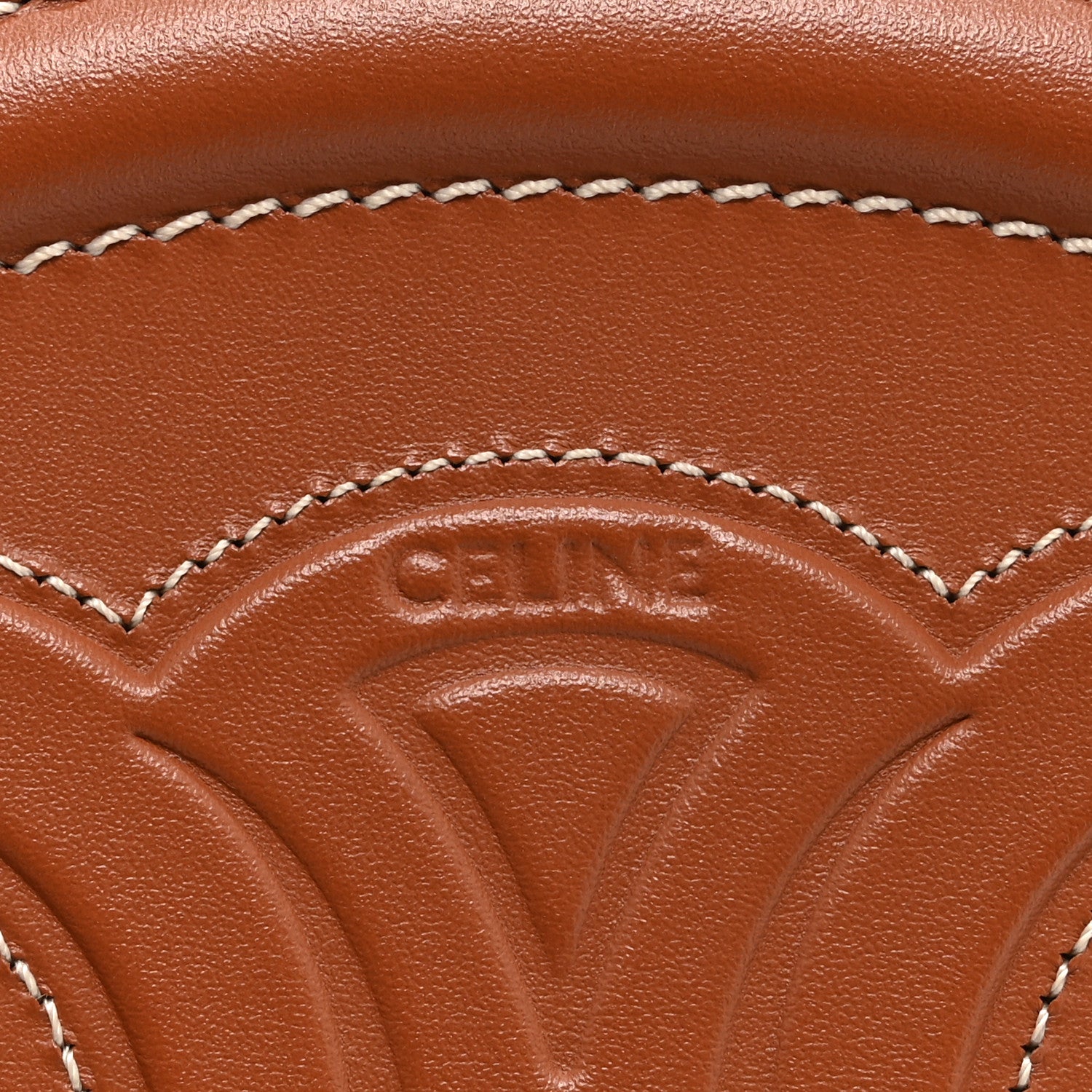 Celine Smooth Calfskin Cuir Small Triomphe Oval Crossbody Purse Tan 6 of 12