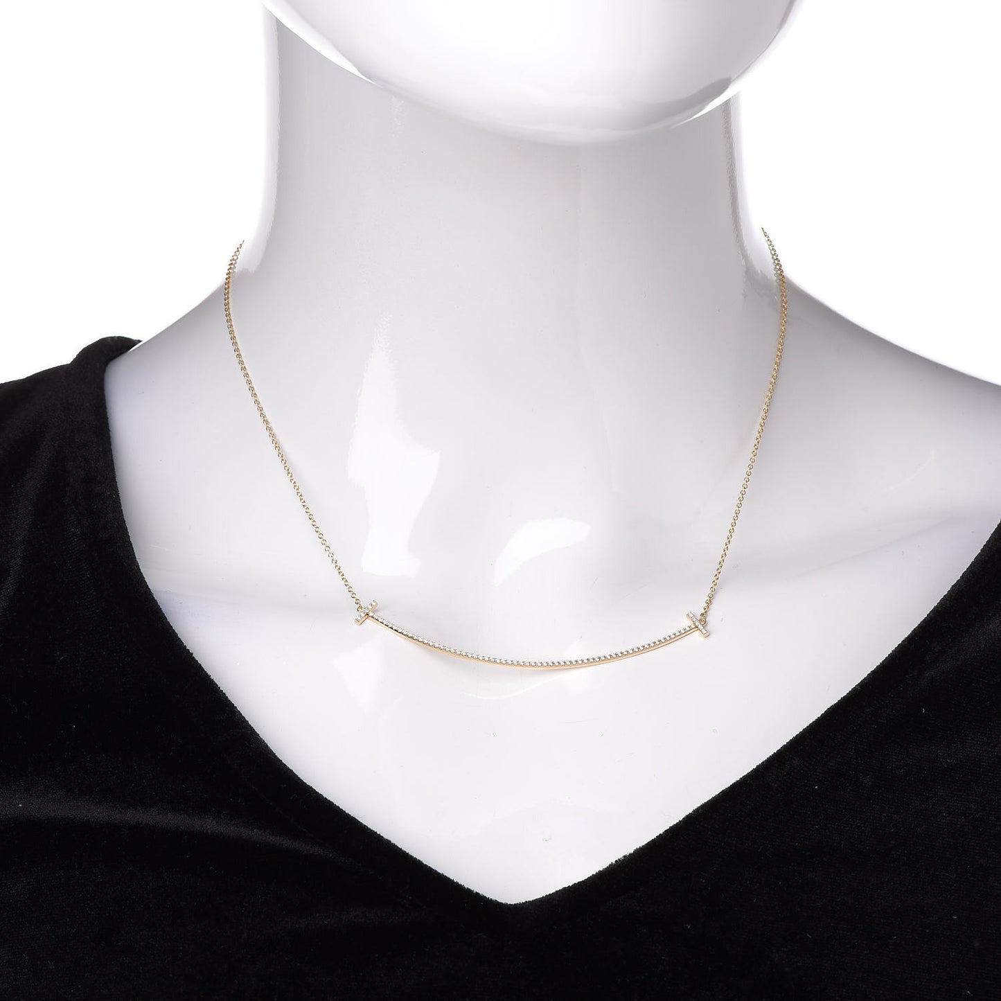 18K Yellow Gold Diamond Large T Smile Pendant Necklace