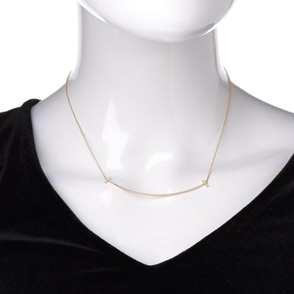 Tiffany 18K Yellow Gold Diamond Large T Smile Pendant Necklace 2 of 5