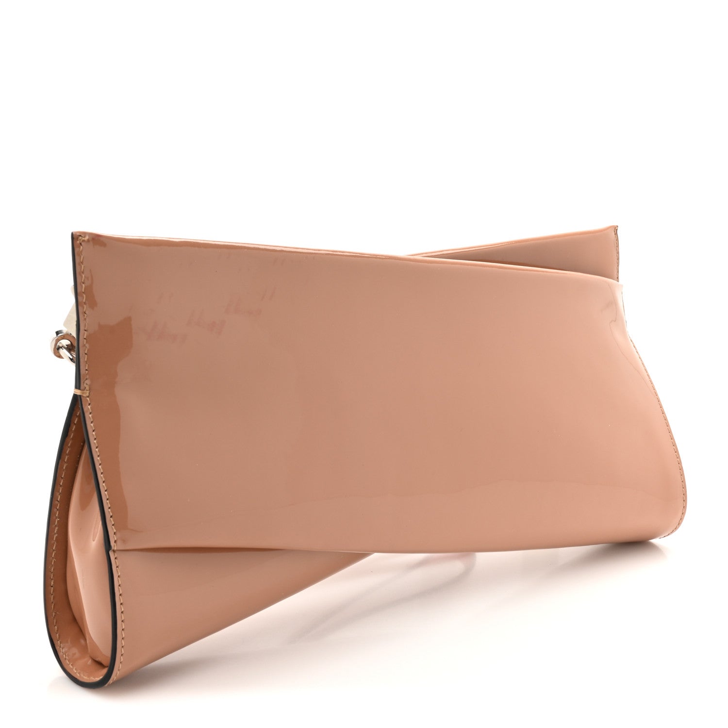 Christian Louboutin Patent Loubi Twist Zip Clutch Bag Nude 1770731
