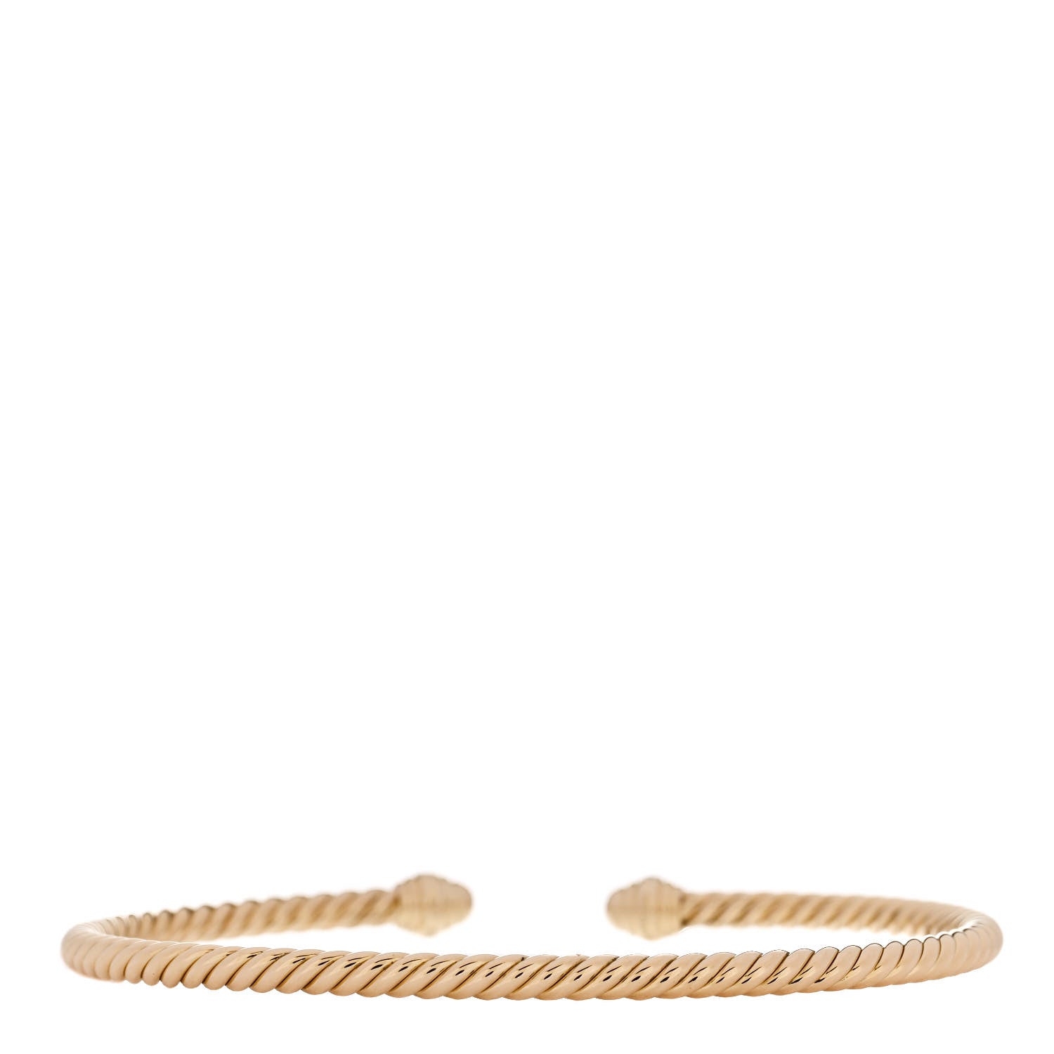 David Yurman 18K Yellow Gold Diamond 3mm Cablespira Bracelet 2 of 3
