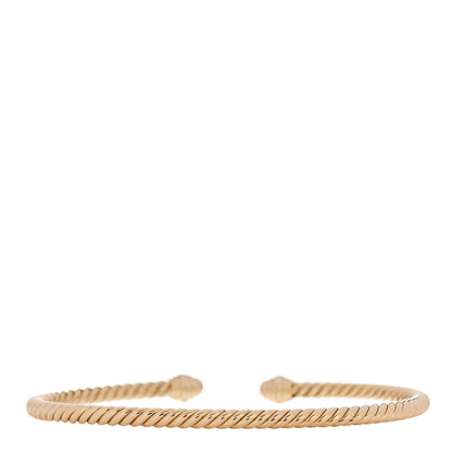 David Yurman 18K Yellow Gold Diamond 3mm Cablespira Bracelet 2 of 3