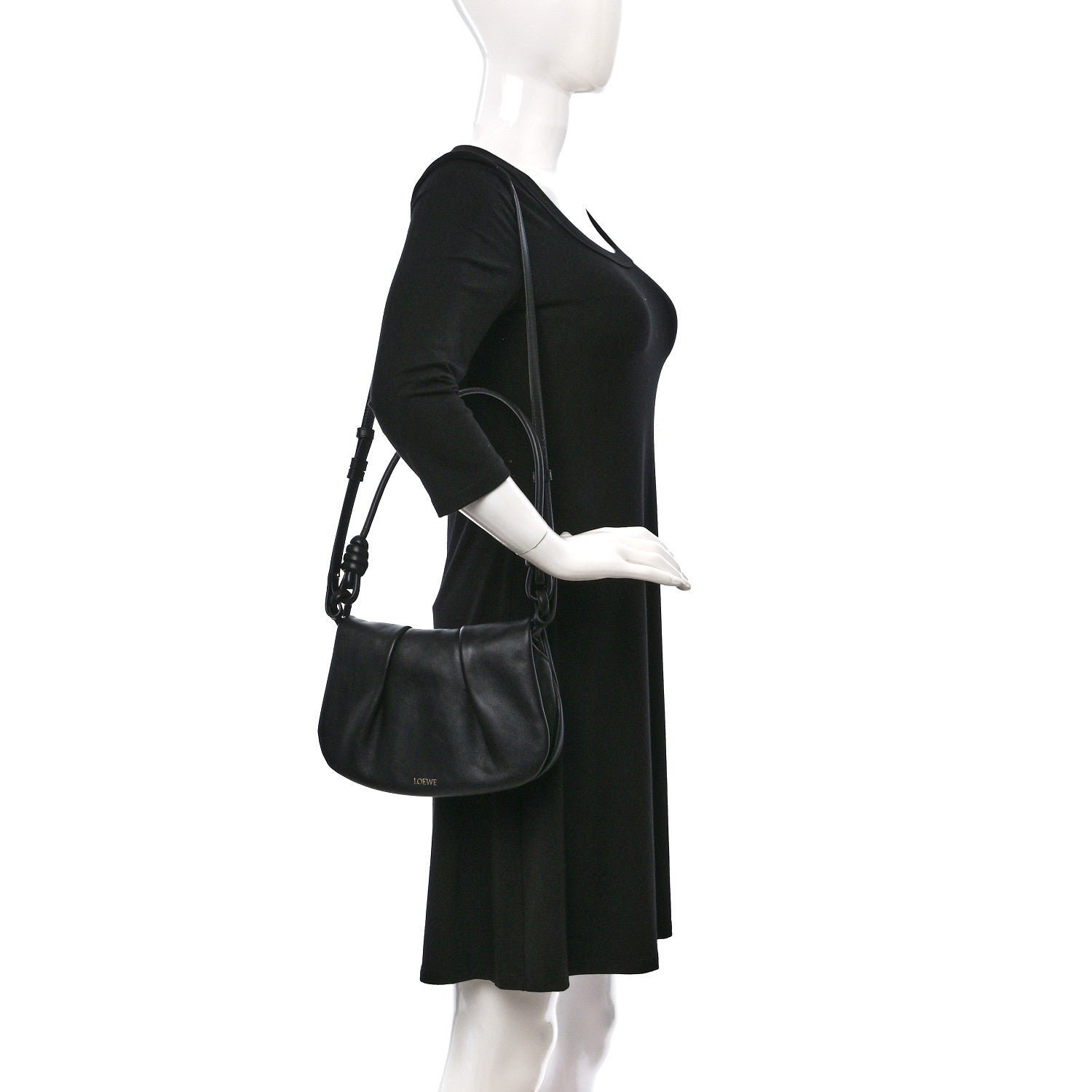 Loewe Shiny Nappa Calfskin Paseo Satchel Black 2 of 8