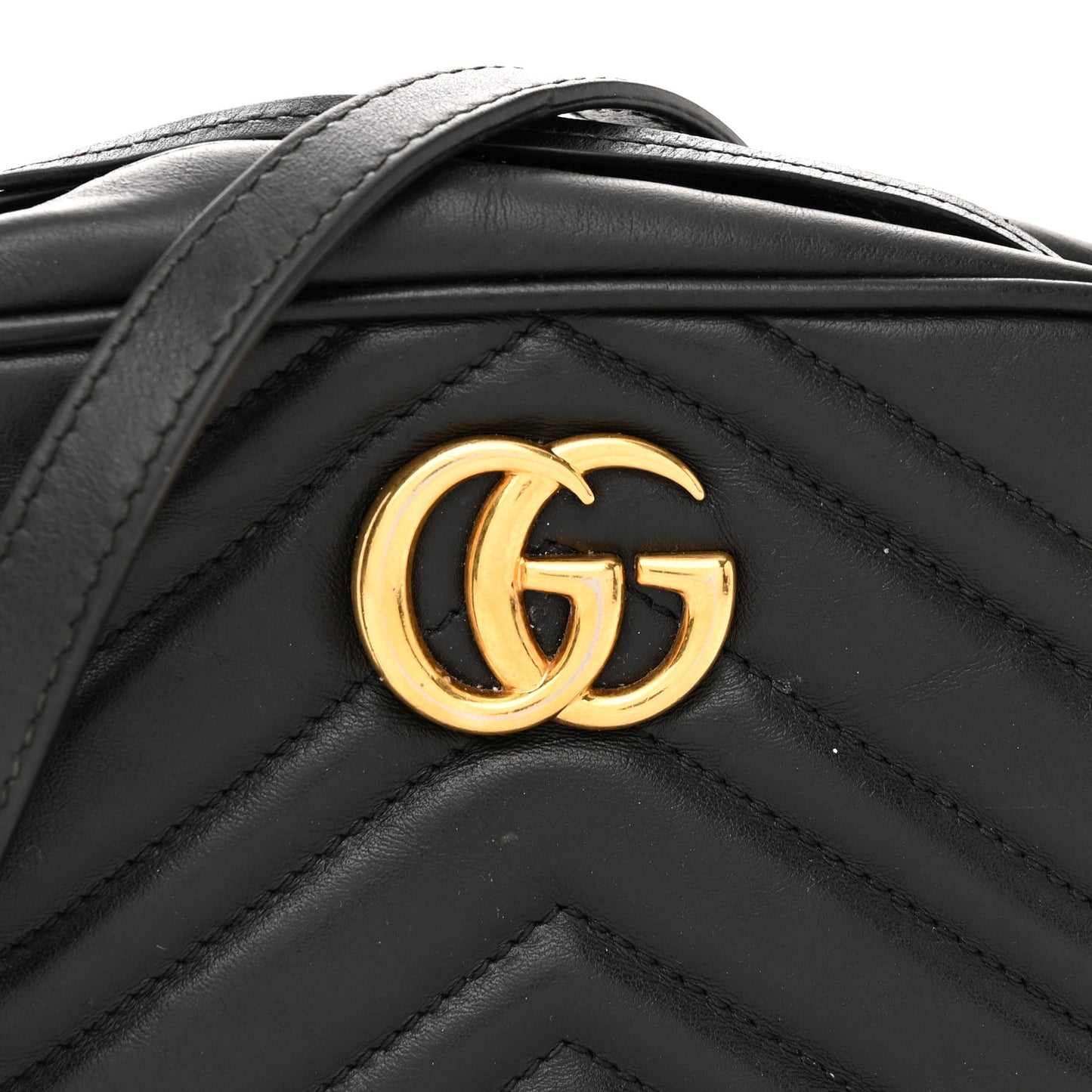 Calfskin Matelasse Mini GG Marmont Chain Shoulder Bag Black
