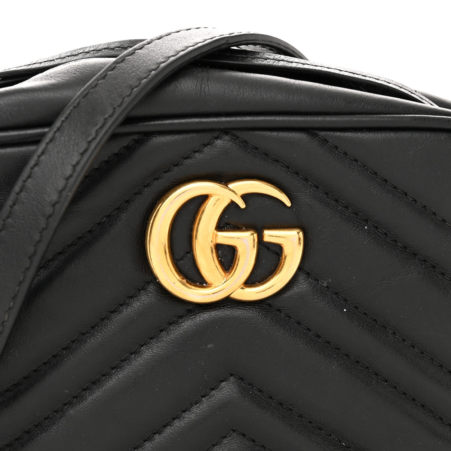 Gucci Calfskin Matelasse Mini GG Marmont Chain Shoulder Bag Black 9 of 18