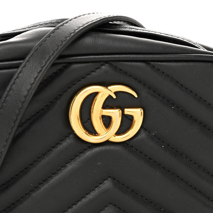 Gucci Calfskin Matelasse Mini GG Marmont Chain Shoulder Bag Black 9 of 18