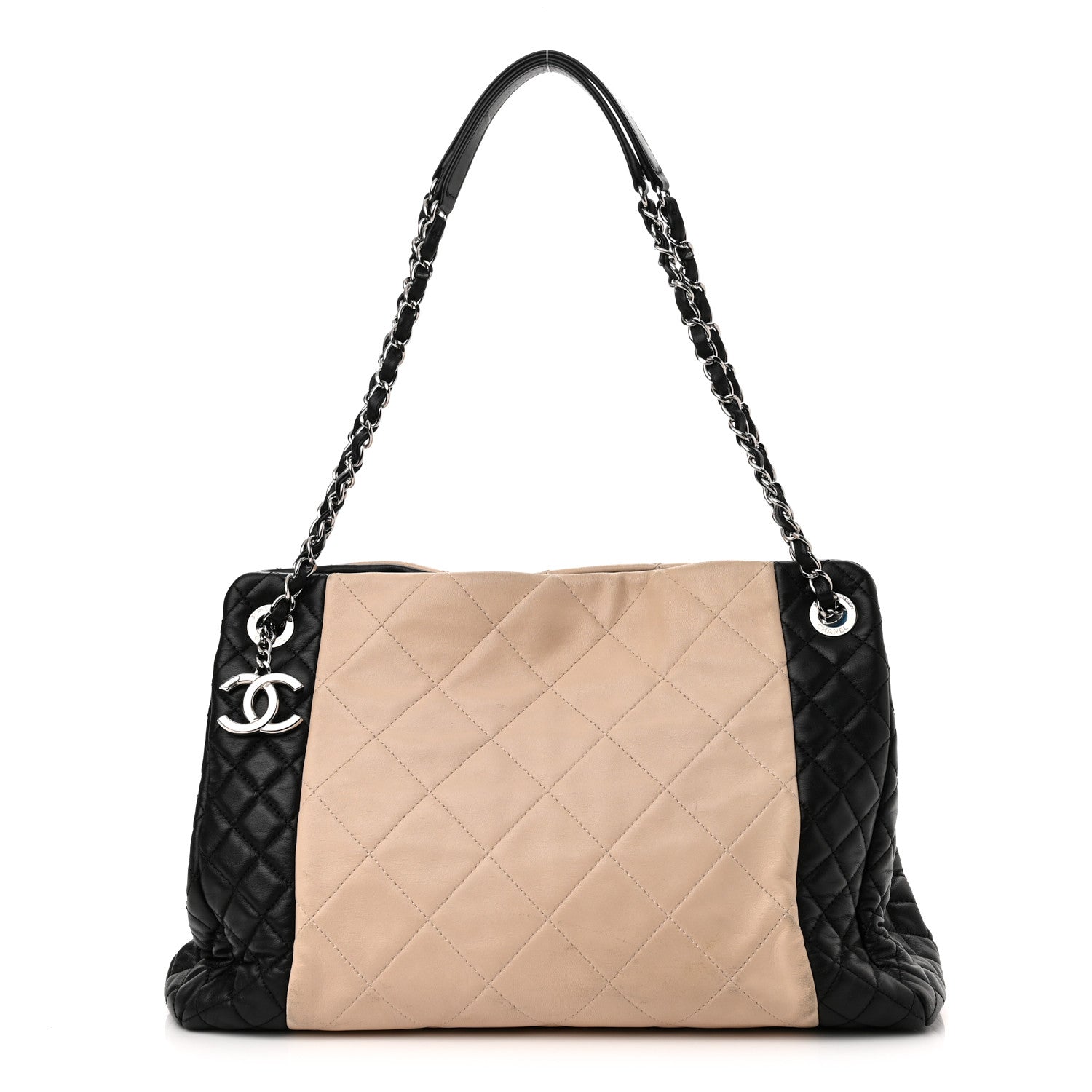 Chanel Lambskin Quilted CC Shopping Tote Black Rose Clair 1 of 9
