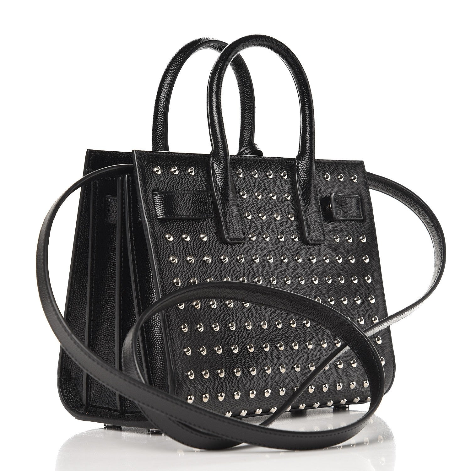 Saint Laurent Calfskin Studded Nano Sac De Jour Black 3 of 8