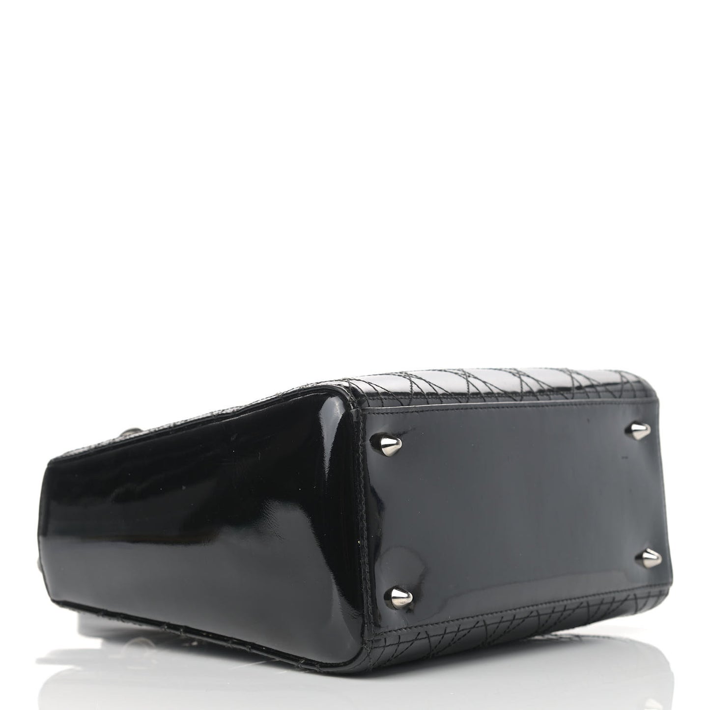 Patent Cannage Stitched Medium Lady Dior Black