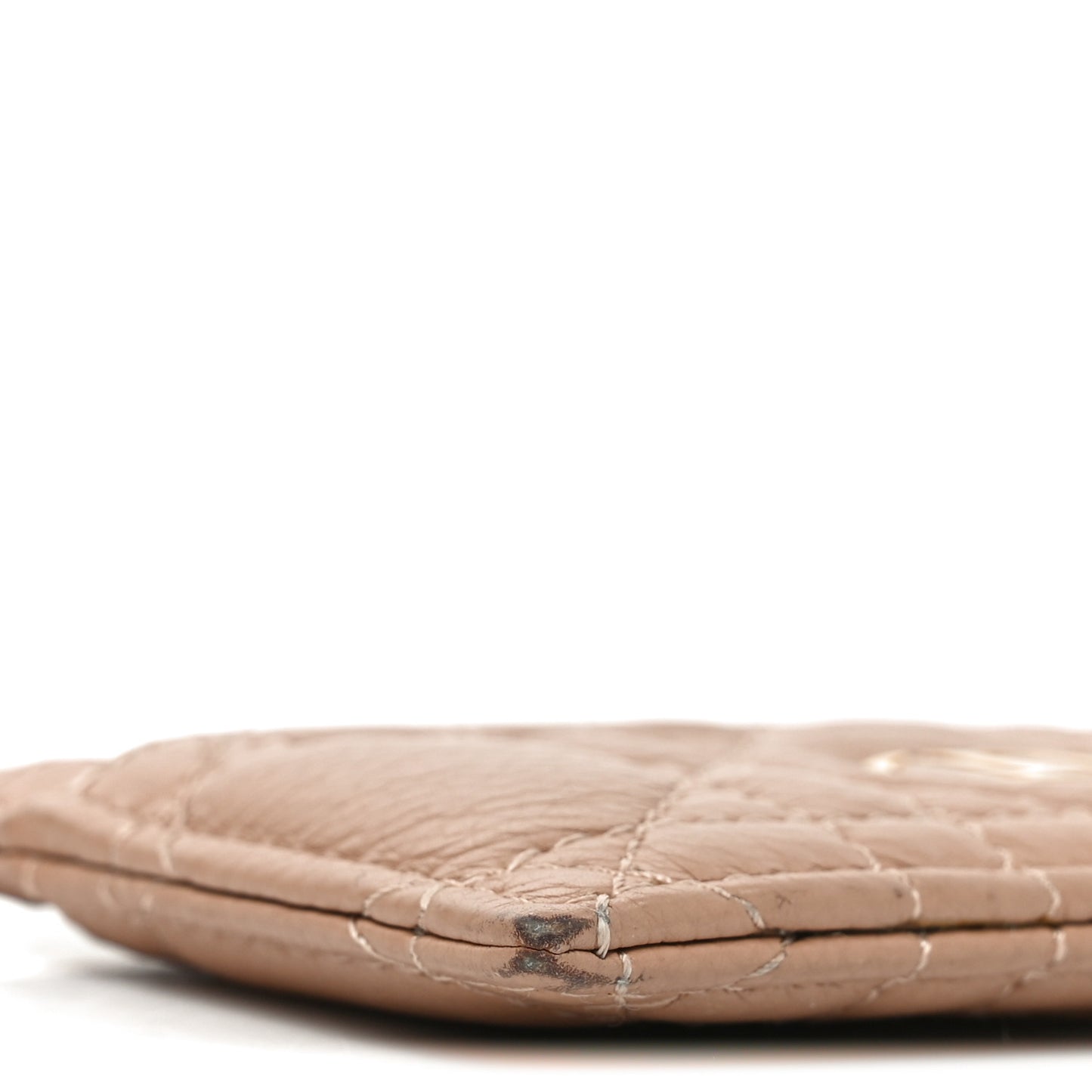 Supple Calfskin Cannage Caro Freesia Card Holder Rose De Vents