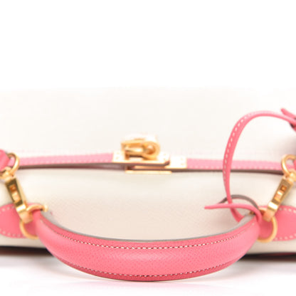 Hermes Epsom Bi-Color Horseshoe Kelly Sellier 25 Craie Rose Azalee 8 of 36