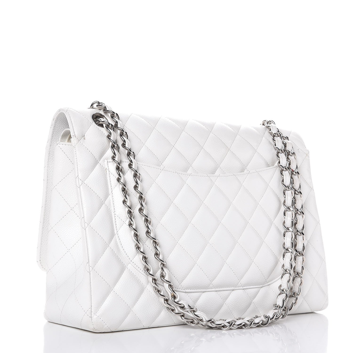Chanel Caviar Quilted Maxi Double Flap White 4 of 12