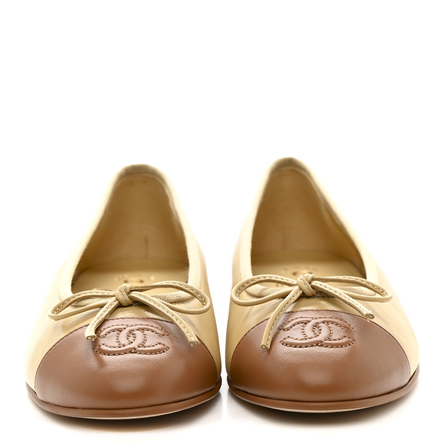 Chanel Lambskin Cap Toe CC Ballerina Flats 35.5 Beige Light Beige 3 of 10