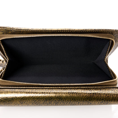 Chanel Cracked Metallic Calfskin Quilted Zip Away Chain Clutch Gold 6 of 13