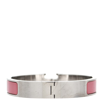 Hermes Enamel Narrow Clic Clac H Bracelet GM Rose Velours 3 of 6