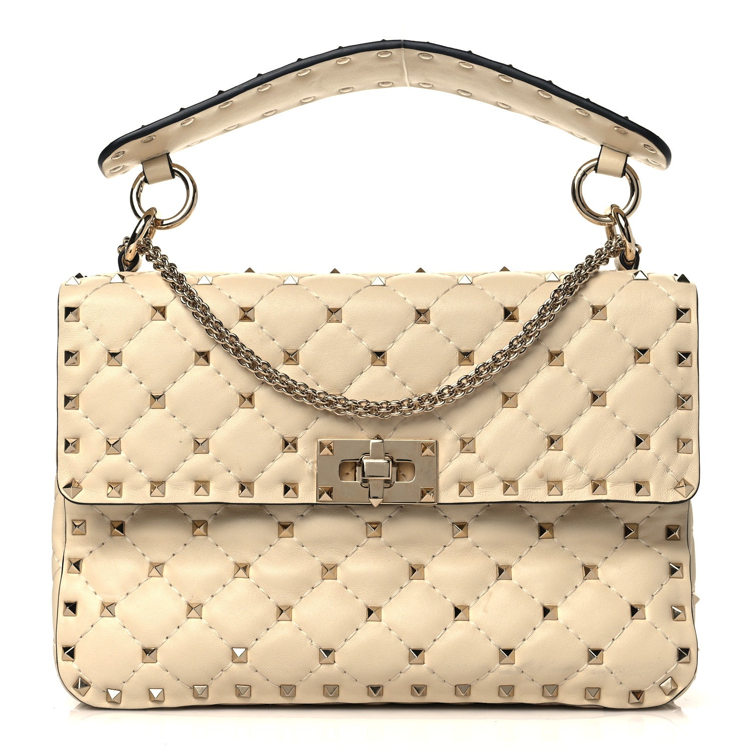 Valentino Garavani Nappa Medium Rockstud Spike Shoulder Bag Light Ivory 1 of 8