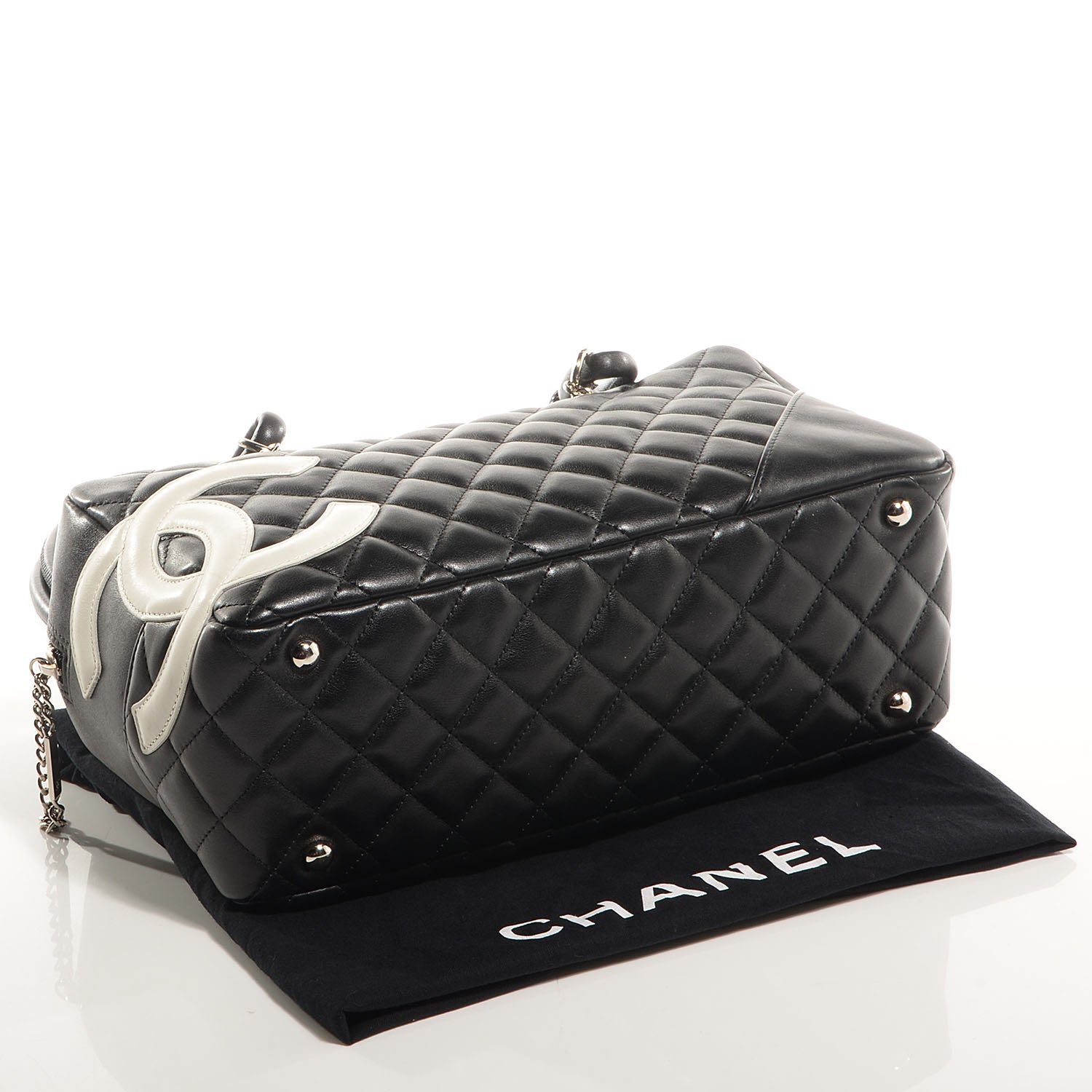 Chanel Calfskin Quilted Large Cambon Bowler Black White 4 of 7