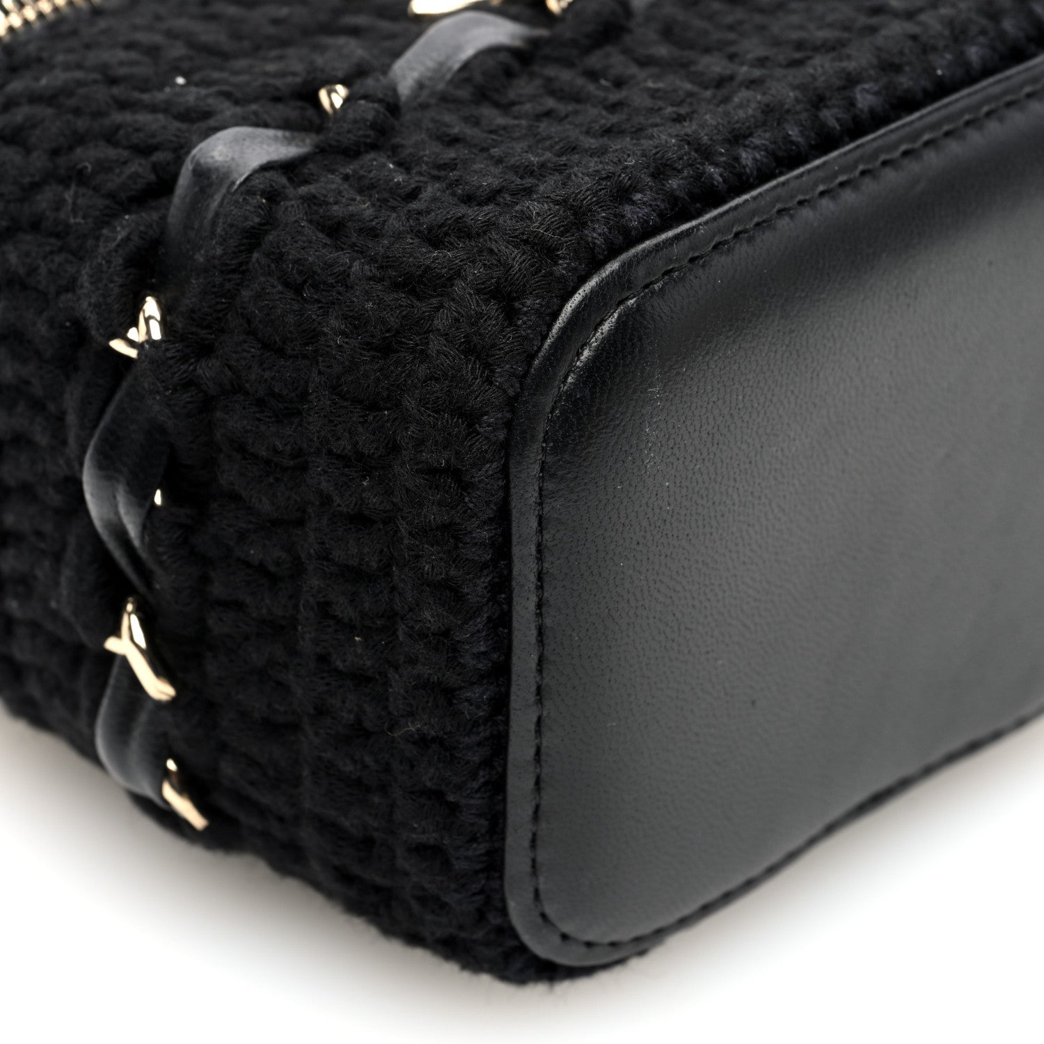 Chanel Lambskin Crochet Quilted Mini Vanity Case With Chain Black 9 of 10