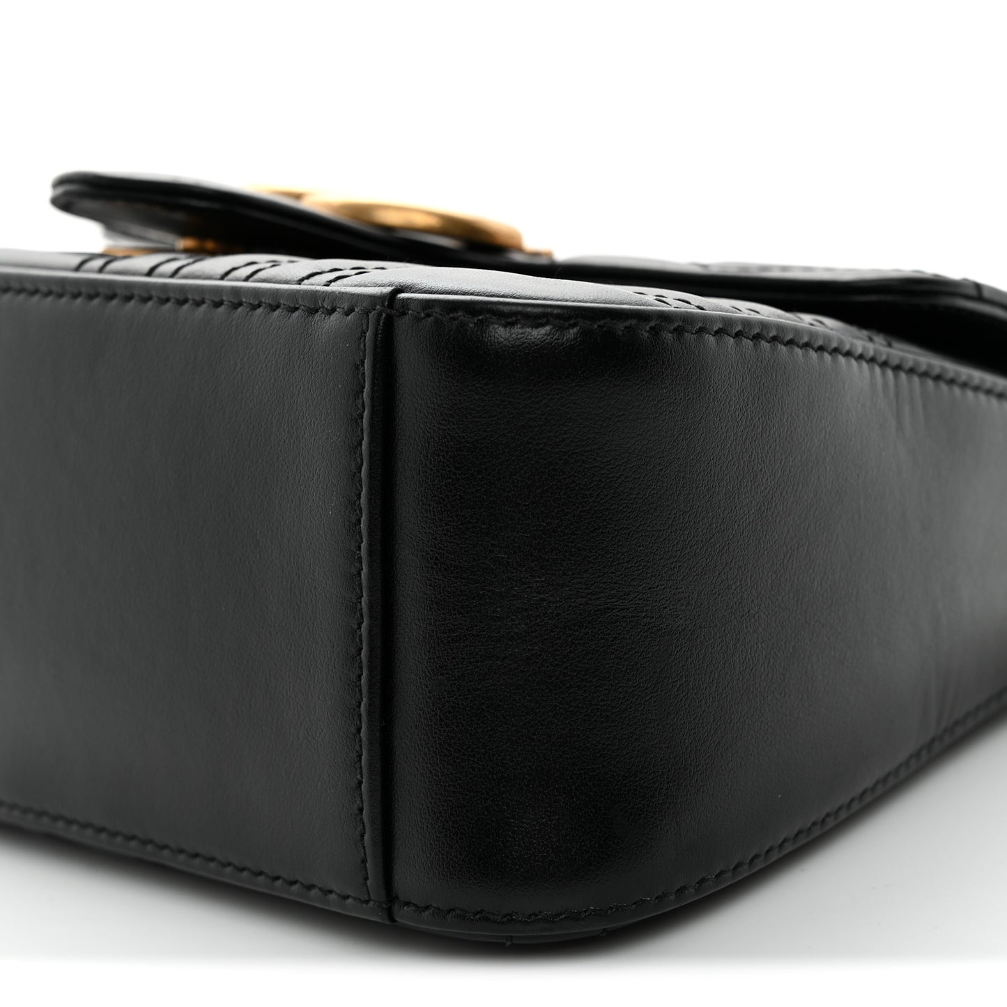Calfskin Matelasse Mini GG Marmont Top Handle Shoulder Bag Black
