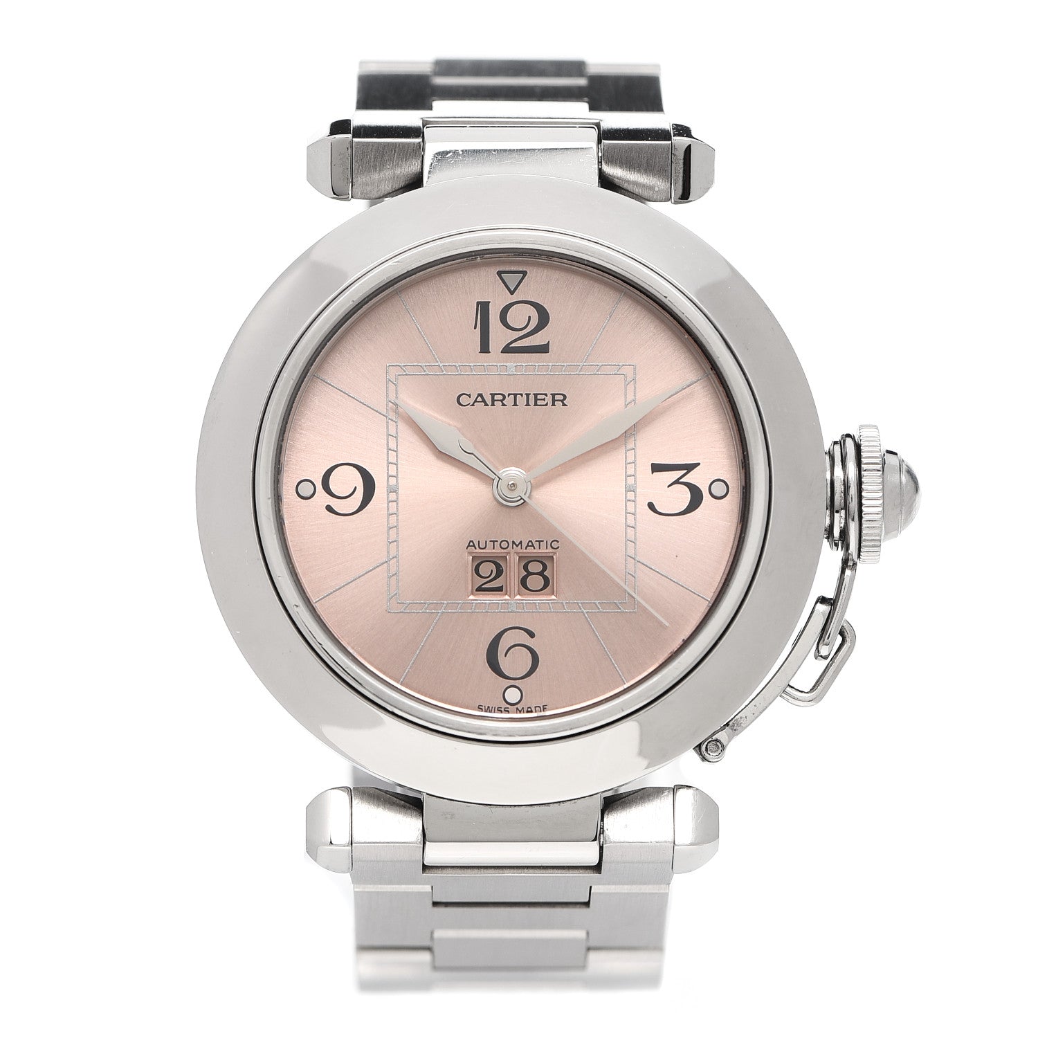 Cartier Stainless Steel 35mm Pasha C Big Date Automatic Watch Pink 1 of 5