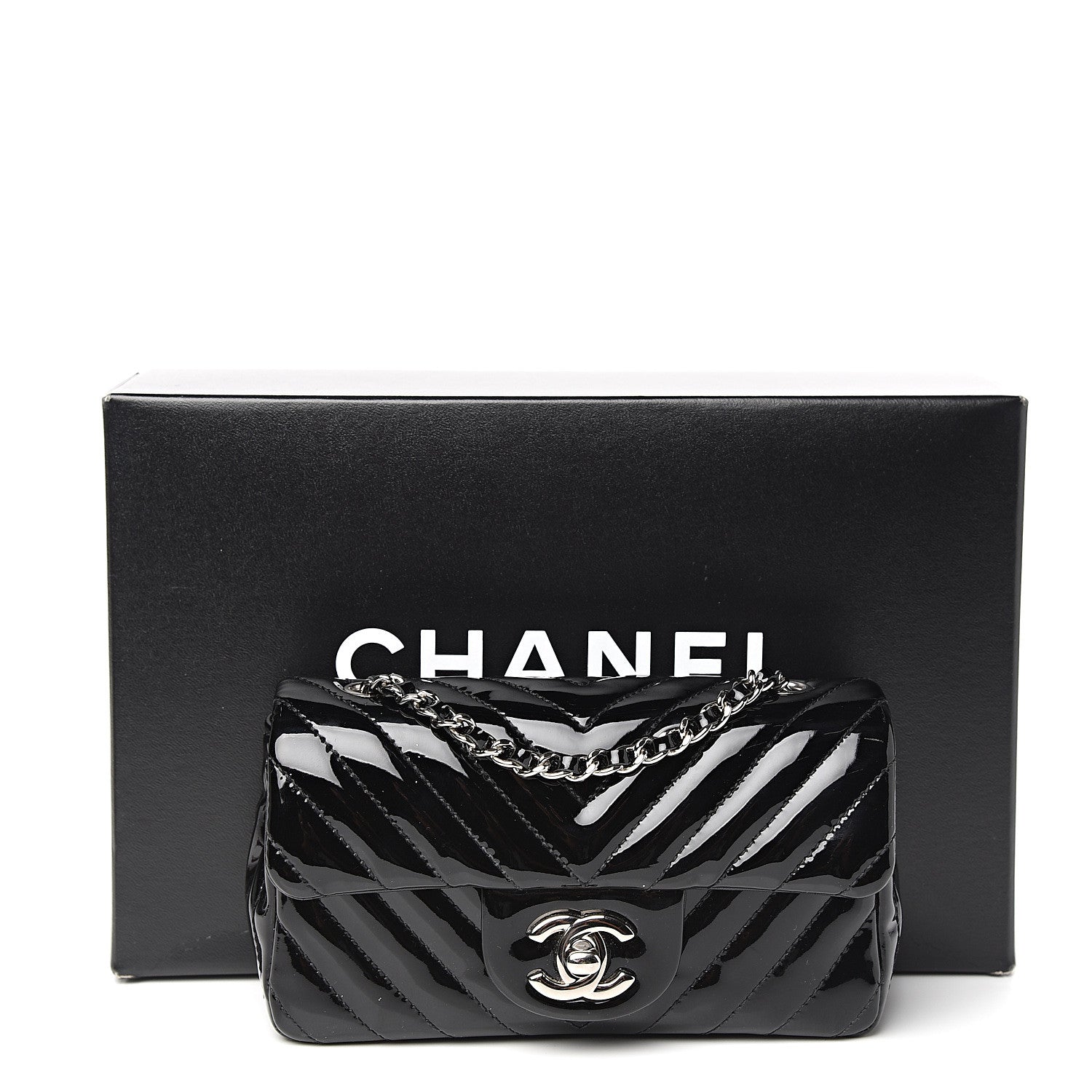 Chanel Patent Calfskin Chevron Quilted Extra Mini Flap Black 10 of 10