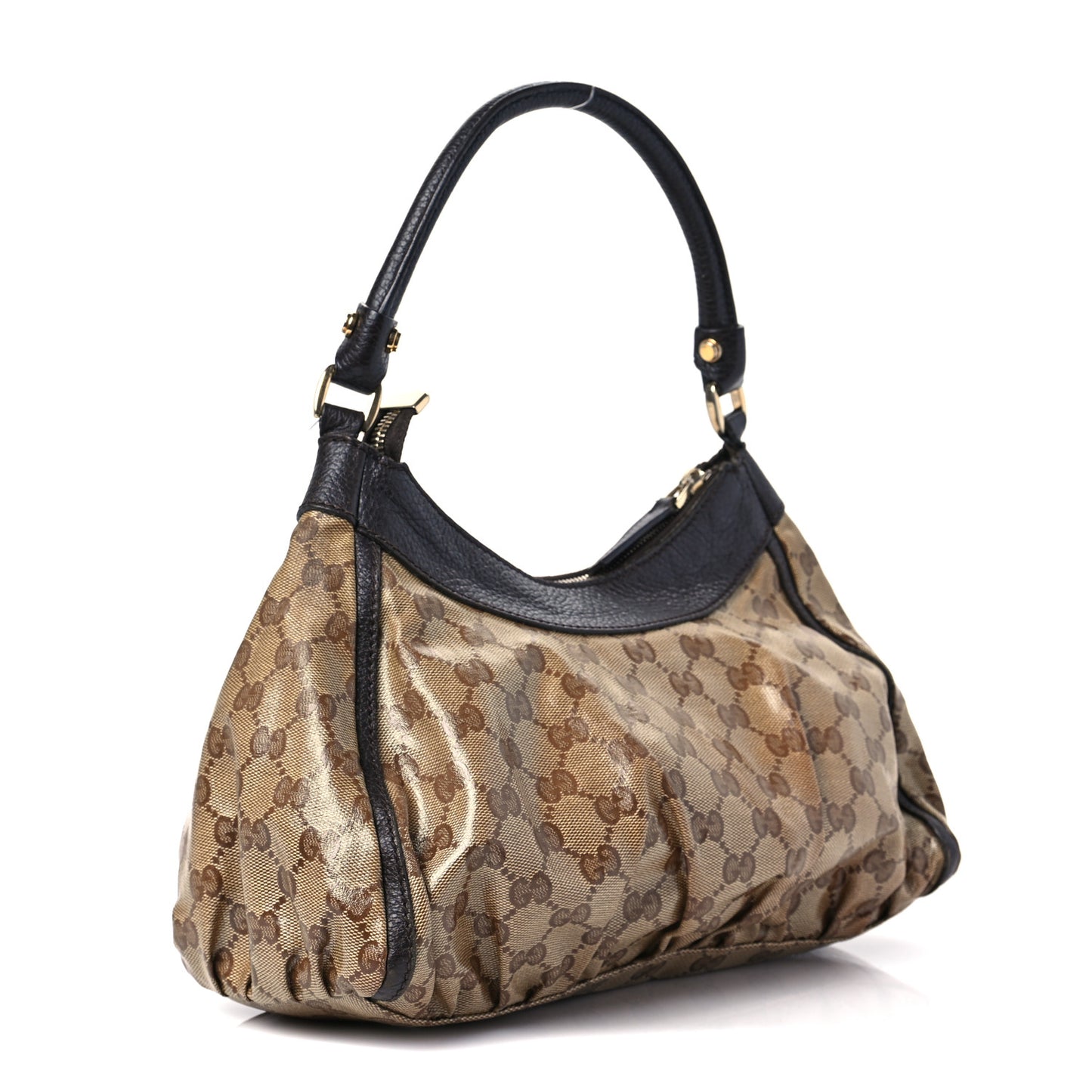 Crystal Monogram D Ring Gold Hobo Brown