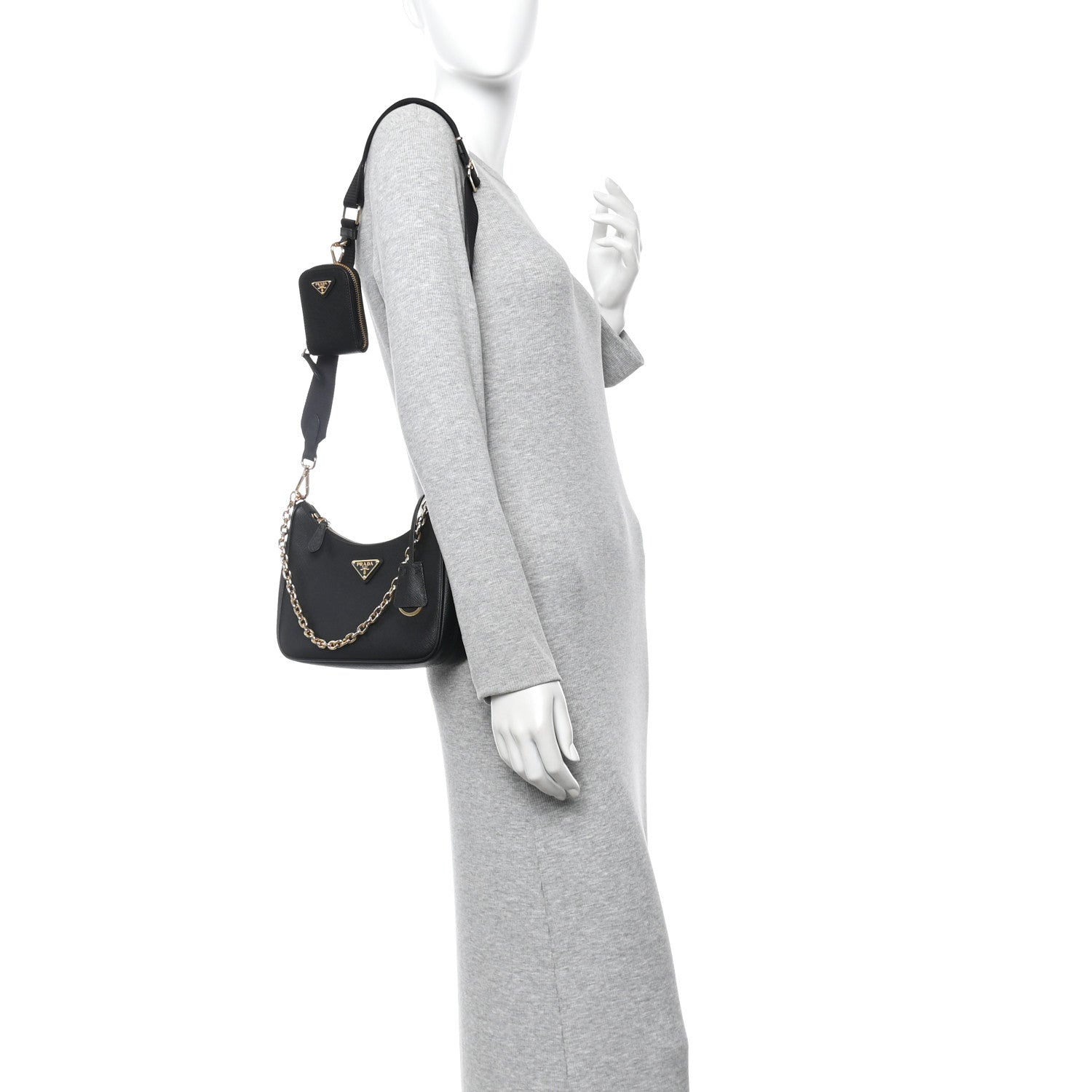 Prada Saffiano Lux Re-Edition 2005 Shoulder Bag Black 4 of 17