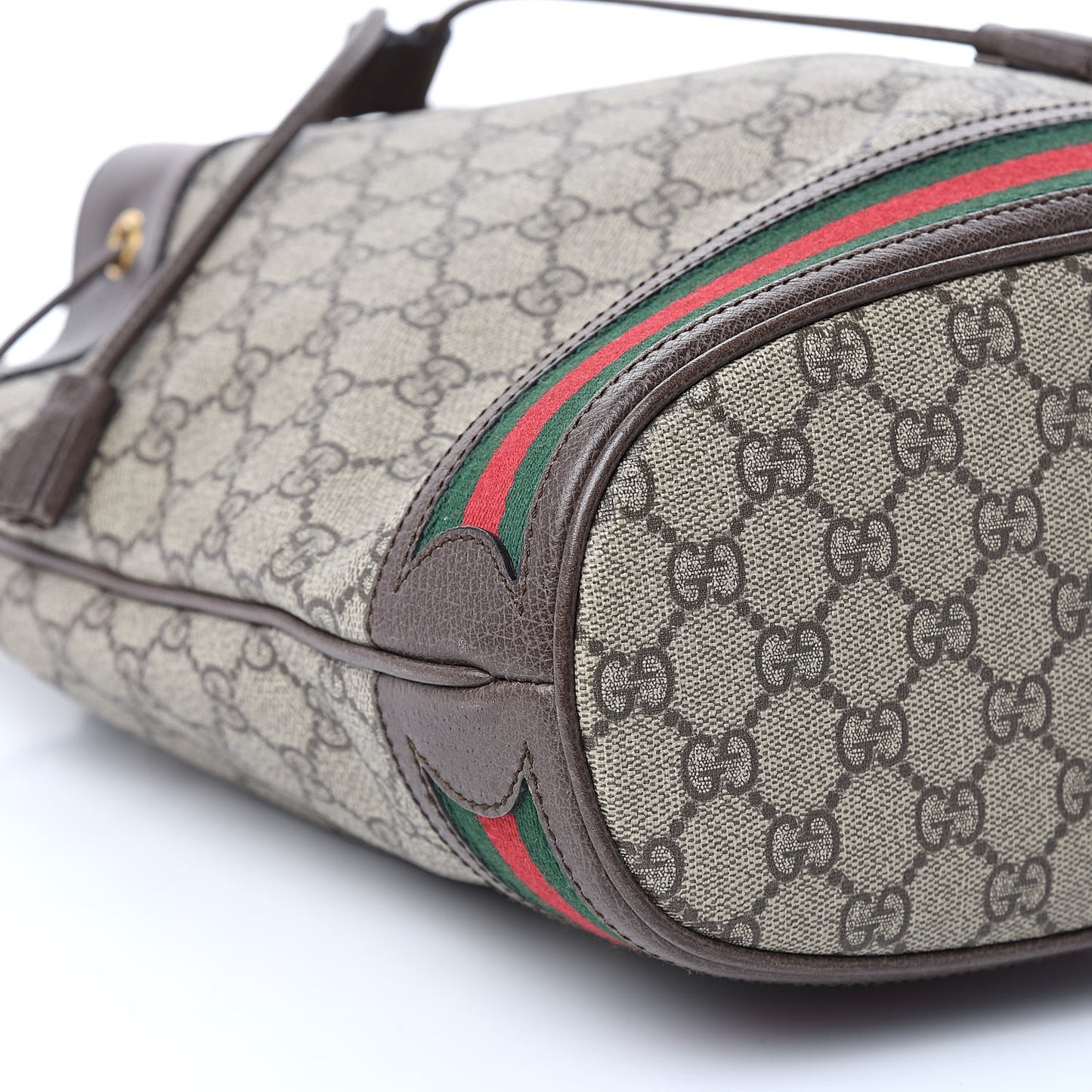 GG Supreme Monogram Web Ophidia Bucket Bag Brown