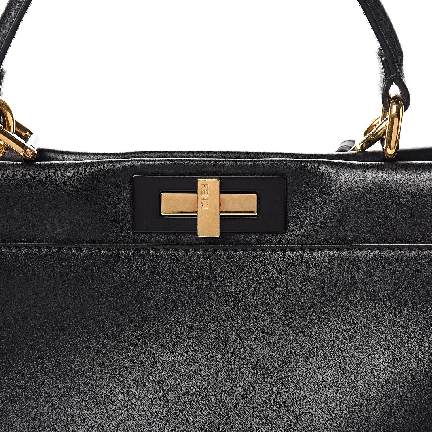 Fendi Vitello Seta Shiny Nappa Medium Peekaboo Iconic Satchel Black 14 of 14