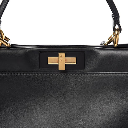 Fendi Vitello Seta Shiny Nappa Medium Peekaboo Iconic Satchel Black 14 of 14