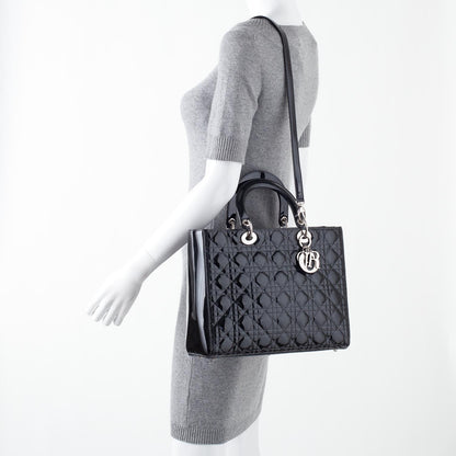 Christian Dior CHRISTIAN DIOR Patent Cannage Large Lady Dior Black 2 of 11