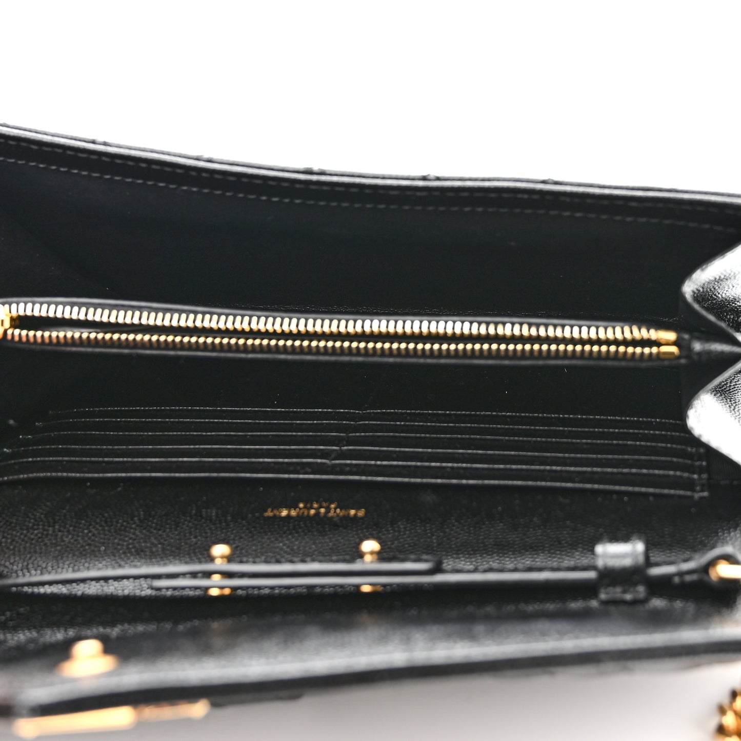 Grain De Poudre Mixed Matelasse Triquilt Monogram Chain Wallet Black