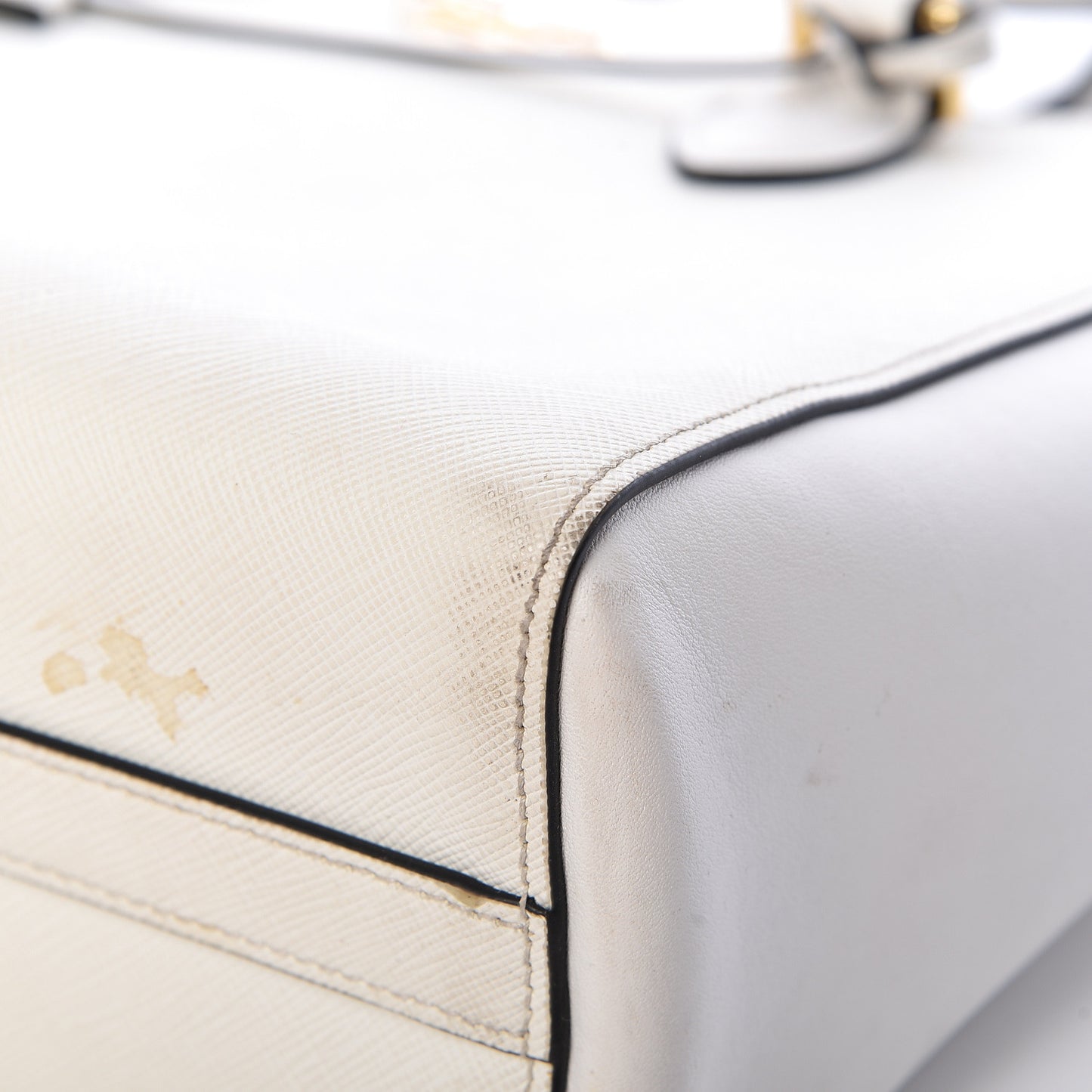 Saffiano Soft Calfskin Zippered Tote White