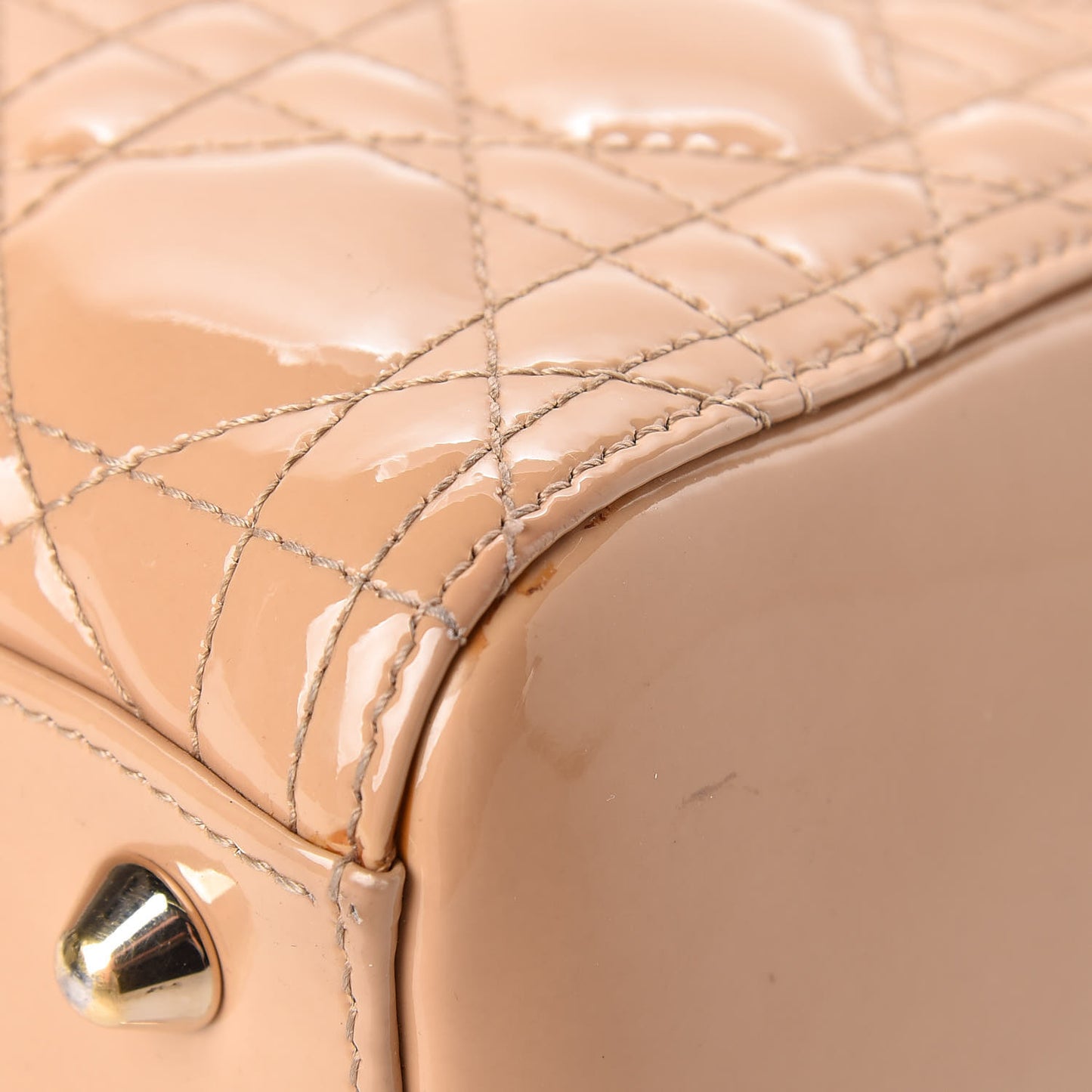 Patent Cannage Large Lady Dior Dark Beige
