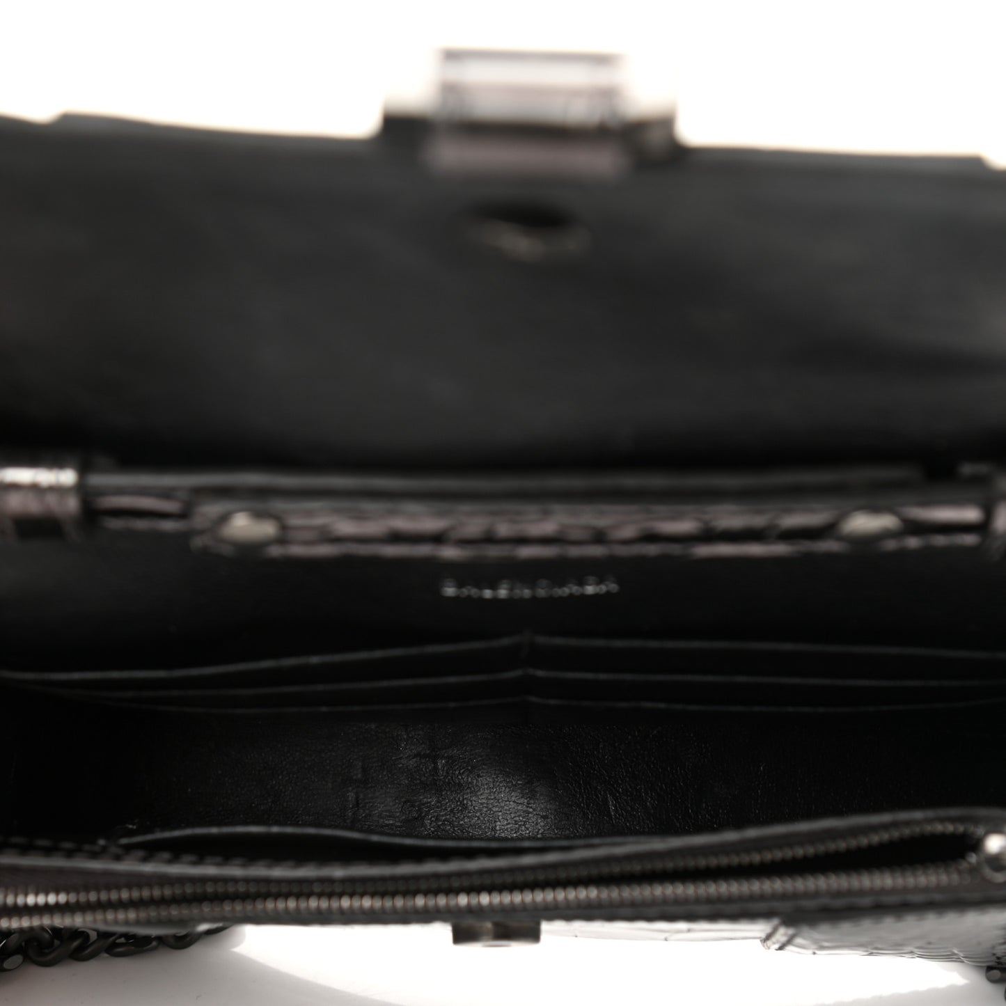 Shiny Calfskin Crocodile Embossed Hourglass Chain Bag Gunmetal